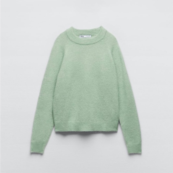 Alpaca wool blend sweater Zara green mint M L - Picture 2 of 4